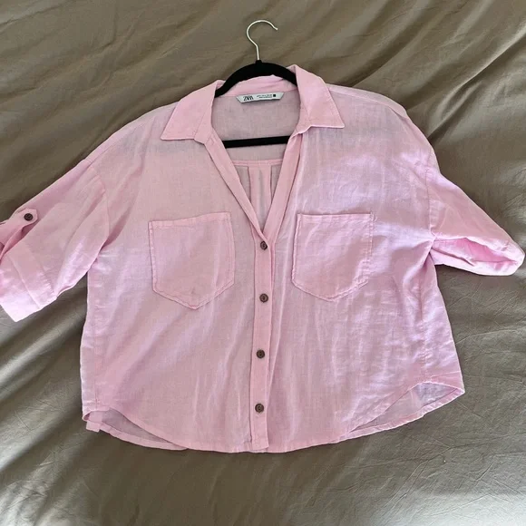 Zara Light Pink Button-Down Shirt - Picture 2 of 3